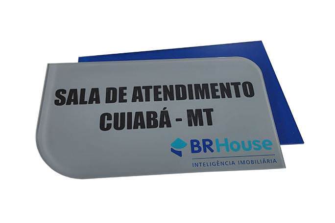 placa de sinalização de sala em inox