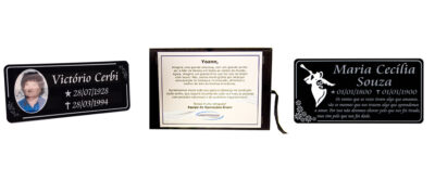 Placas de homenagem e jazigo